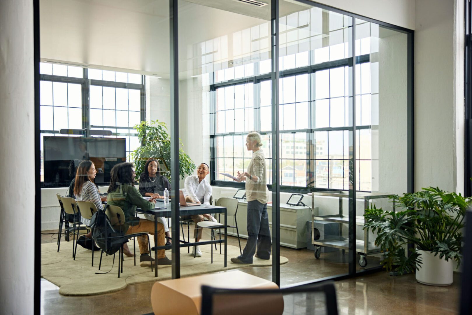 Team meeting in a modern conference room